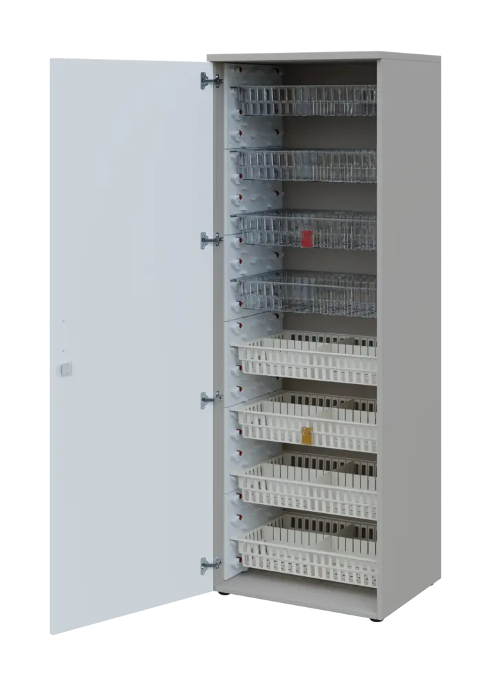 EUROMEDICA D - 66/M skříň léková boxová, 1-dveřová, levá, 1950x660x535, korpus šedý, dvířka bílá